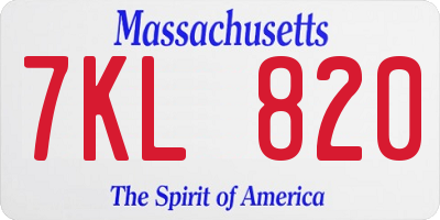 MA license plate 7KL820