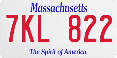 MA license plate 7KL822