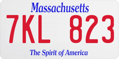 MA license plate 7KL823