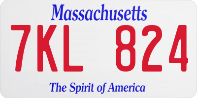MA license plate 7KL824