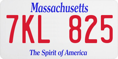MA license plate 7KL825