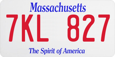 MA license plate 7KL827
