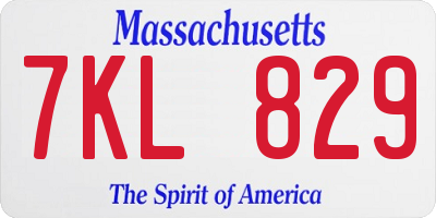 MA license plate 7KL829