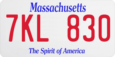 MA license plate 7KL830