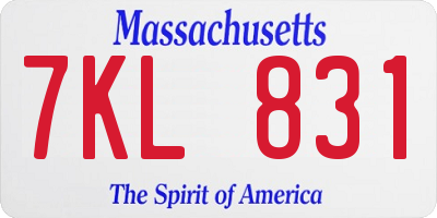MA license plate 7KL831