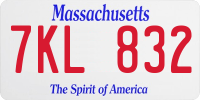MA license plate 7KL832