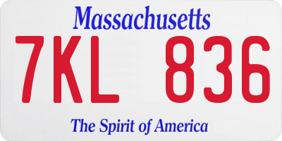 MA license plate 7KL836
