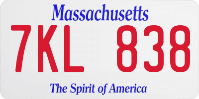 MA license plate 7KL838