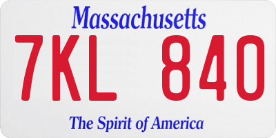 MA license plate 7KL840