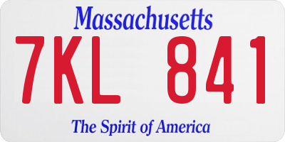 MA license plate 7KL841