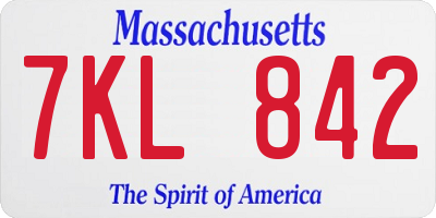 MA license plate 7KL842