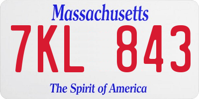 MA license plate 7KL843
