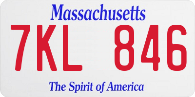 MA license plate 7KL846