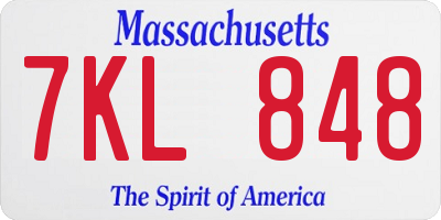 MA license plate 7KL848