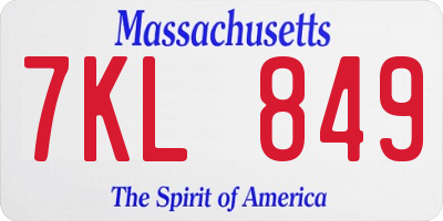 MA license plate 7KL849