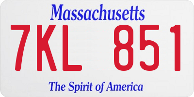 MA license plate 7KL851