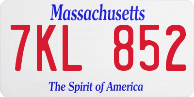 MA license plate 7KL852