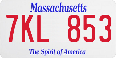 MA license plate 7KL853