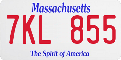 MA license plate 7KL855