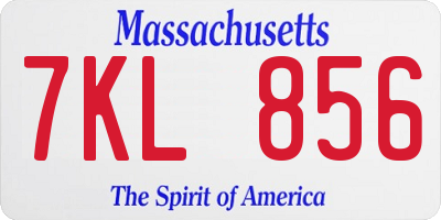 MA license plate 7KL856
