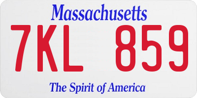 MA license plate 7KL859