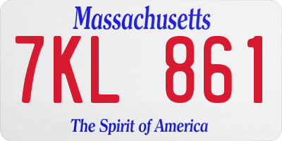 MA license plate 7KL861