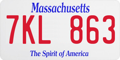 MA license plate 7KL863