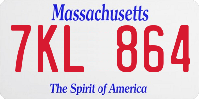 MA license plate 7KL864