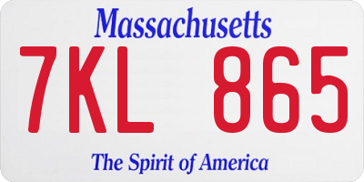 MA license plate 7KL865