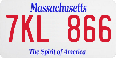 MA license plate 7KL866