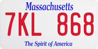 MA license plate 7KL868