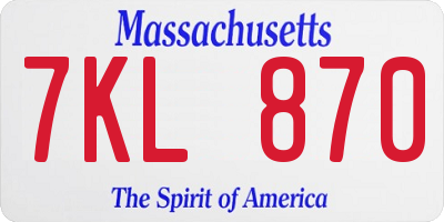 MA license plate 7KL870
