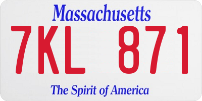 MA license plate 7KL871