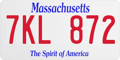 MA license plate 7KL872