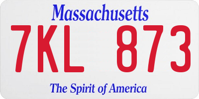 MA license plate 7KL873