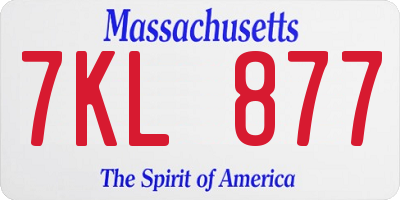MA license plate 7KL877