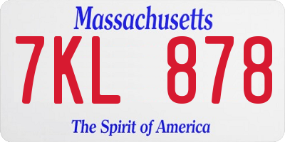 MA license plate 7KL878
