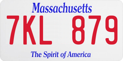 MA license plate 7KL879