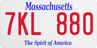 MA license plate 7KL880