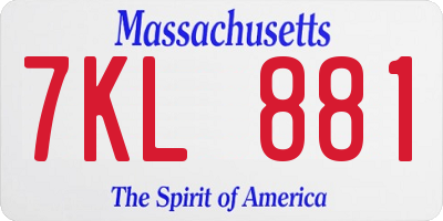 MA license plate 7KL881