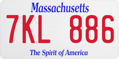 MA license plate 7KL886