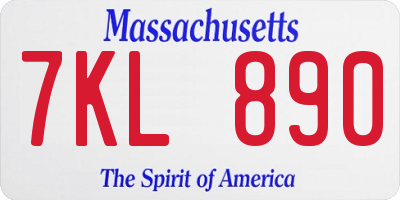 MA license plate 7KL890