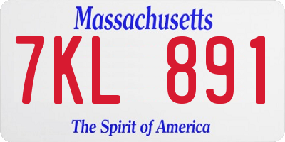MA license plate 7KL891