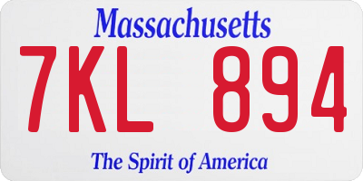 MA license plate 7KL894