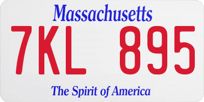 MA license plate 7KL895