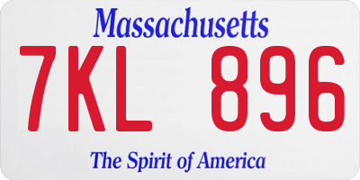 MA license plate 7KL896