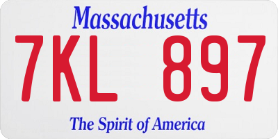 MA license plate 7KL897