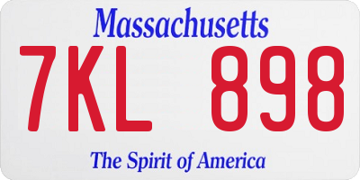 MA license plate 7KL898