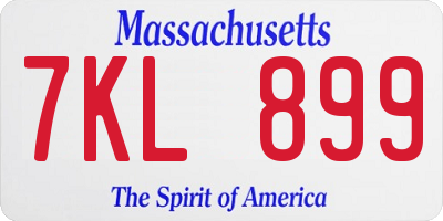 MA license plate 7KL899