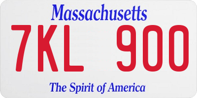 MA license plate 7KL900